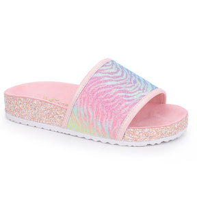 Miss Elsa Slide in Zebra Rainbow Glitter - Kids