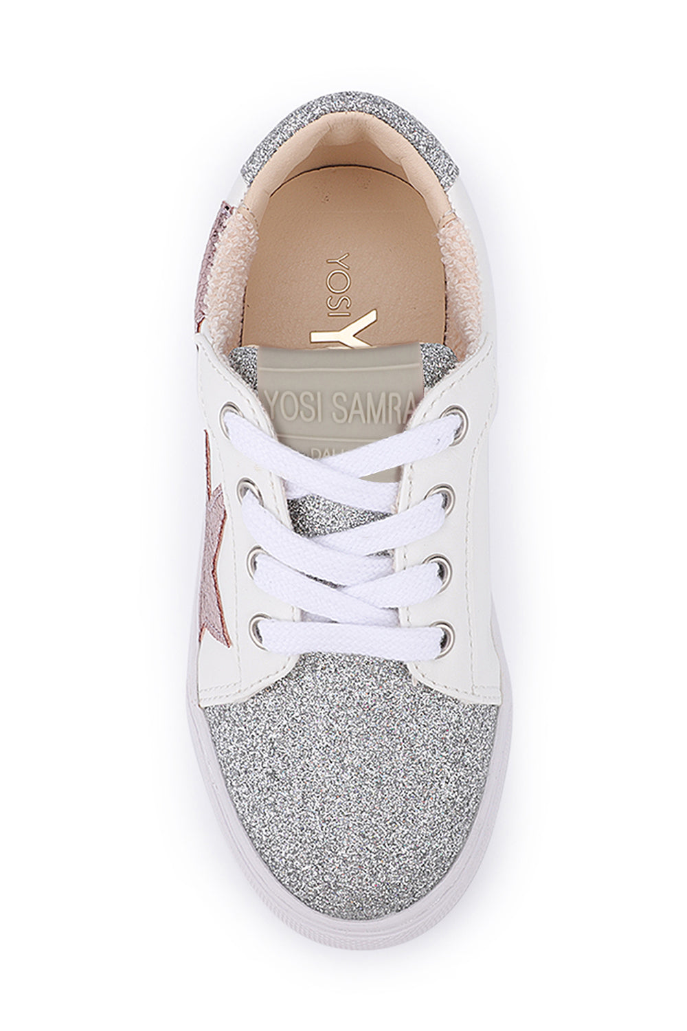 Miss Harper Sneaker in Pink Crackle / Silver Glitter - Yosi Samra  - Kids' Sneakers