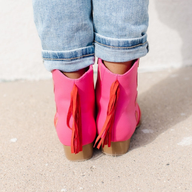 Miss Dallas Western Boot in Pink & Red Hearts - Kids - Yosi Samra  - Kids' Boots