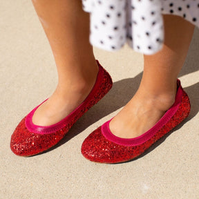 Miss Samara Ballet Flat in Ruby Red Glitter - Kids