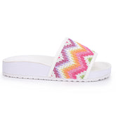Miss Amber Slide in White Multi Zig Zag - Kids
