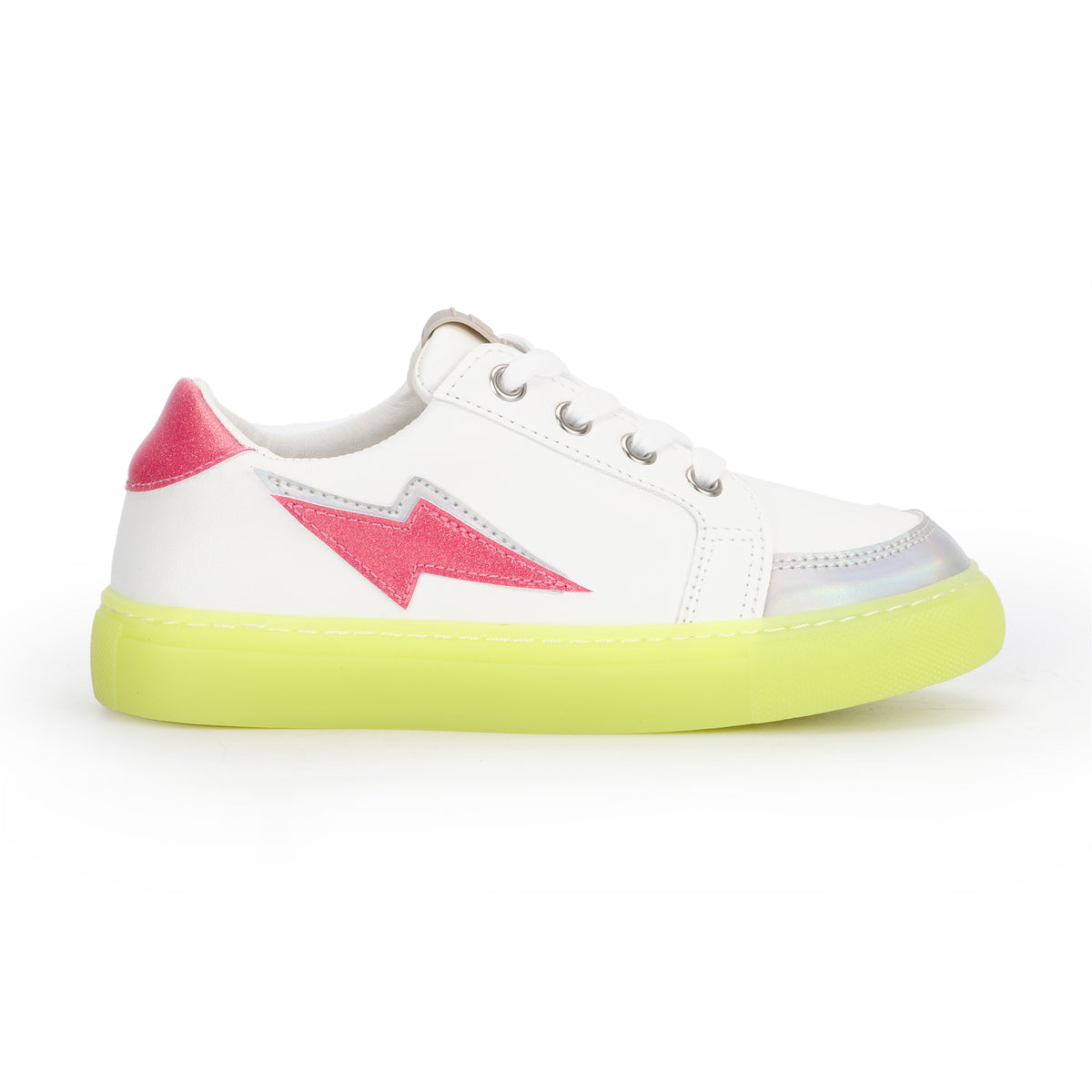 Miss Bolt Sneaker in Pink & Neon Yellow - Kids