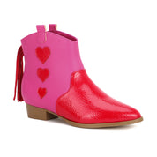 Miss Dallas Western Boot in Pink & Red Hearts - Kids - Yosi Samra  - Kids' Boots