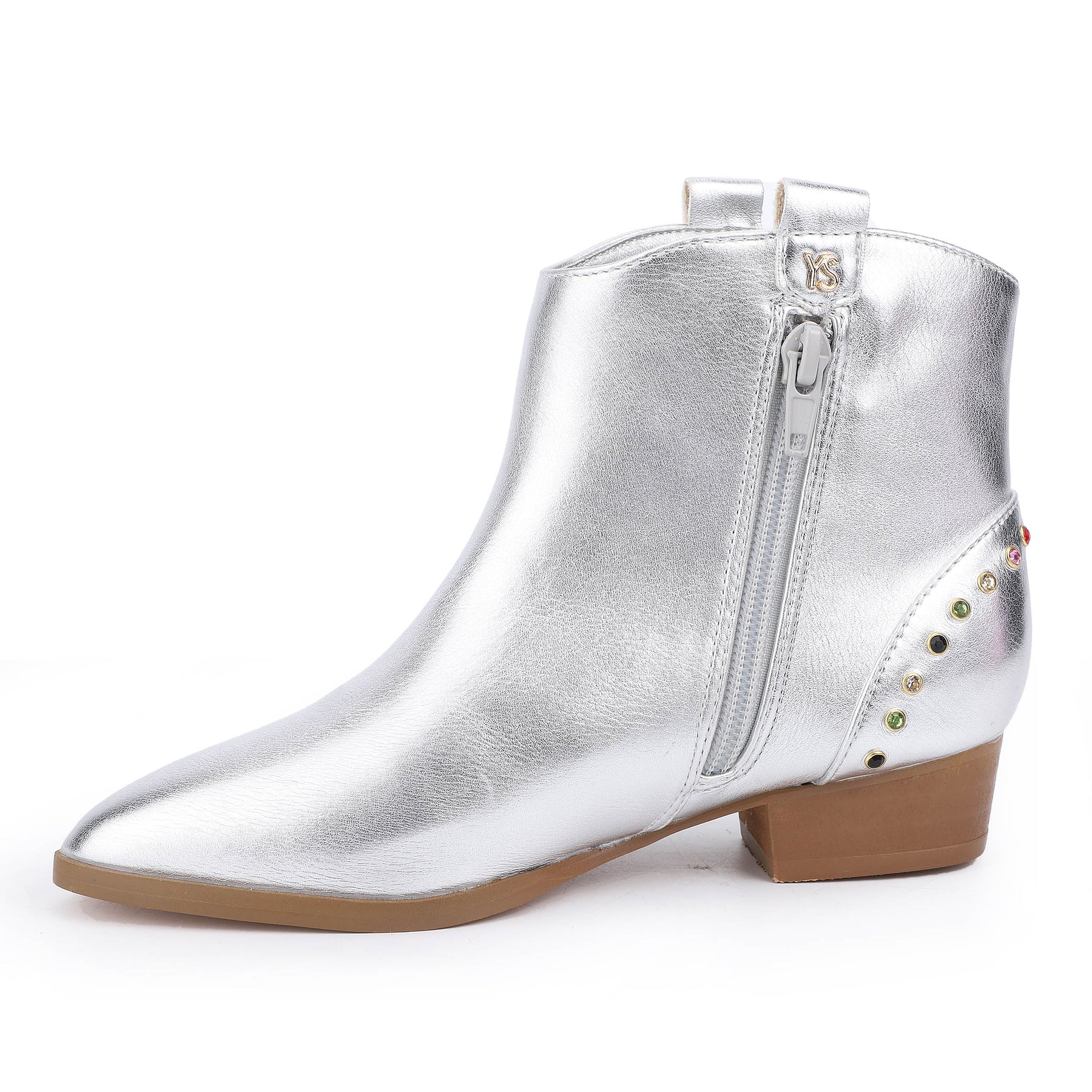 Miss Dallas Gem Western Boot in Silver - Kids