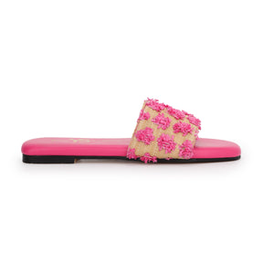 Miss Reese Slide in Pink Pom Raffia - Kids