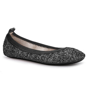 Miss Samara Ballet Flat in Black Glitter - Kids
