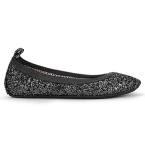 Miss Samara Ballet Flat in Black Glitter - Kids