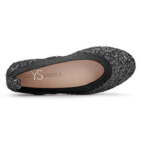 Miss Samara Ballet Flat in Black Glitter - Kids