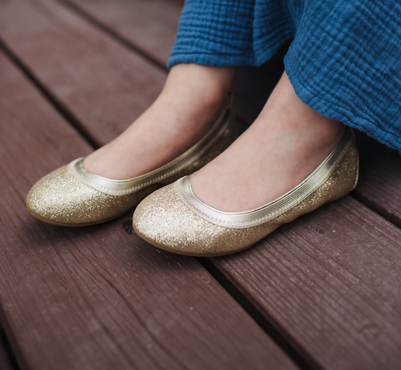 Miss Samara Ballet Flat in Gold Glitter Kids