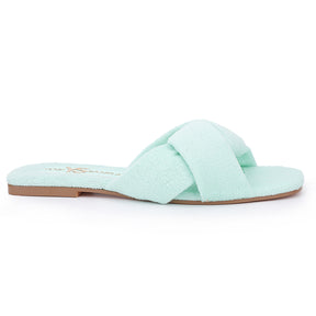 Nancy Slide in Mint Terry Cloth