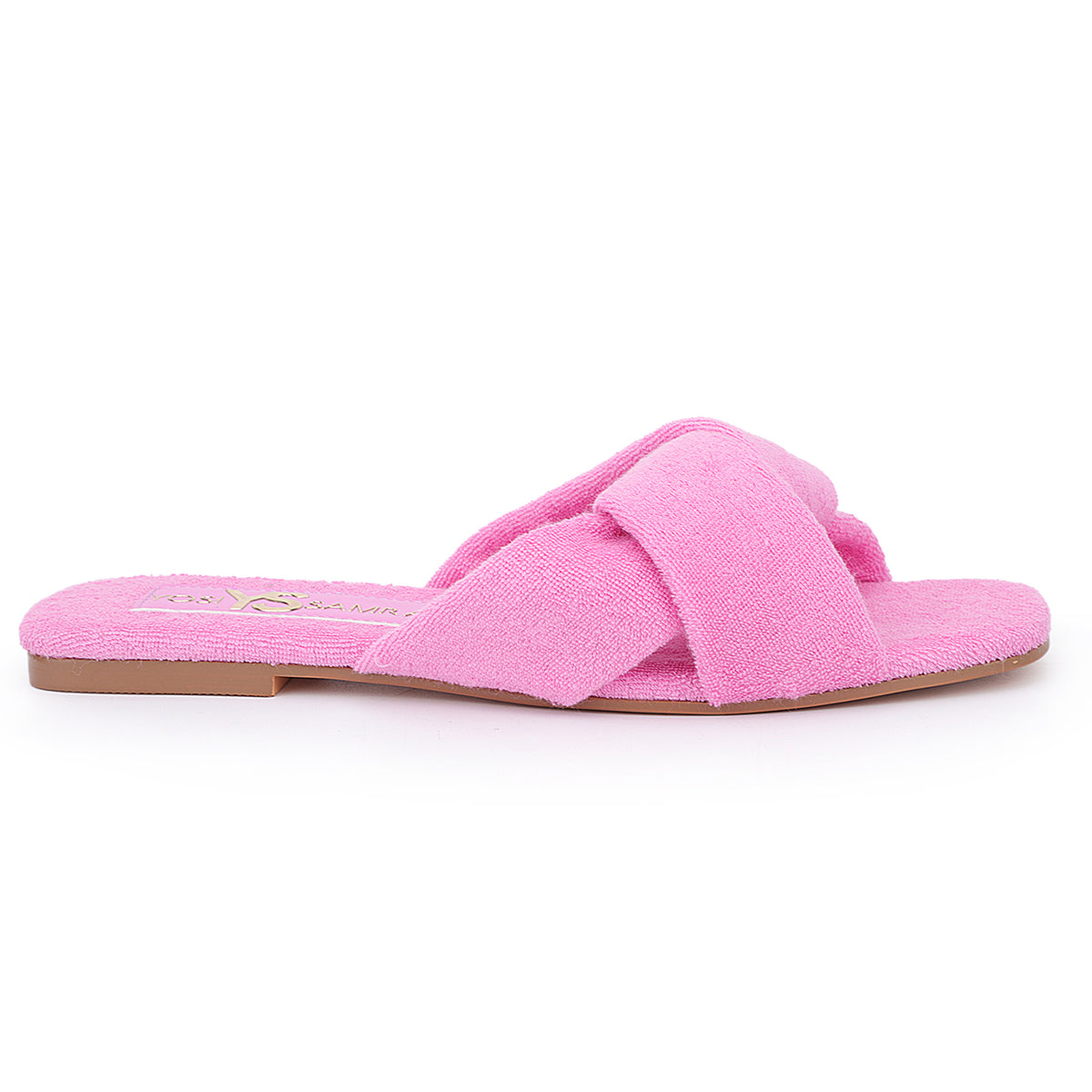Nancy Slide in Hot Pink Terry Cloth