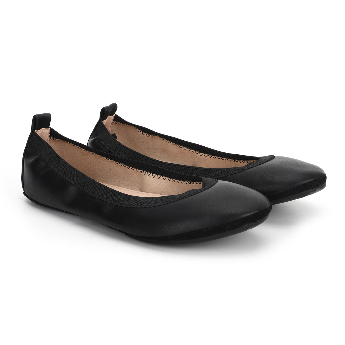 Nina Foldable Ballet Flat in Black PETA-Approved Vegan Leather