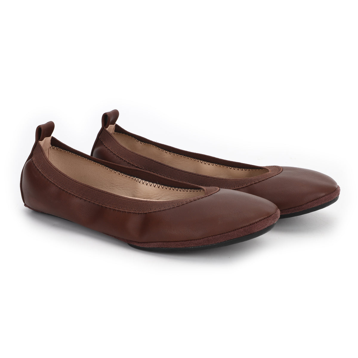 Nina Foldable Ballet Flat in Brown PETA-Approved Vegan Leather