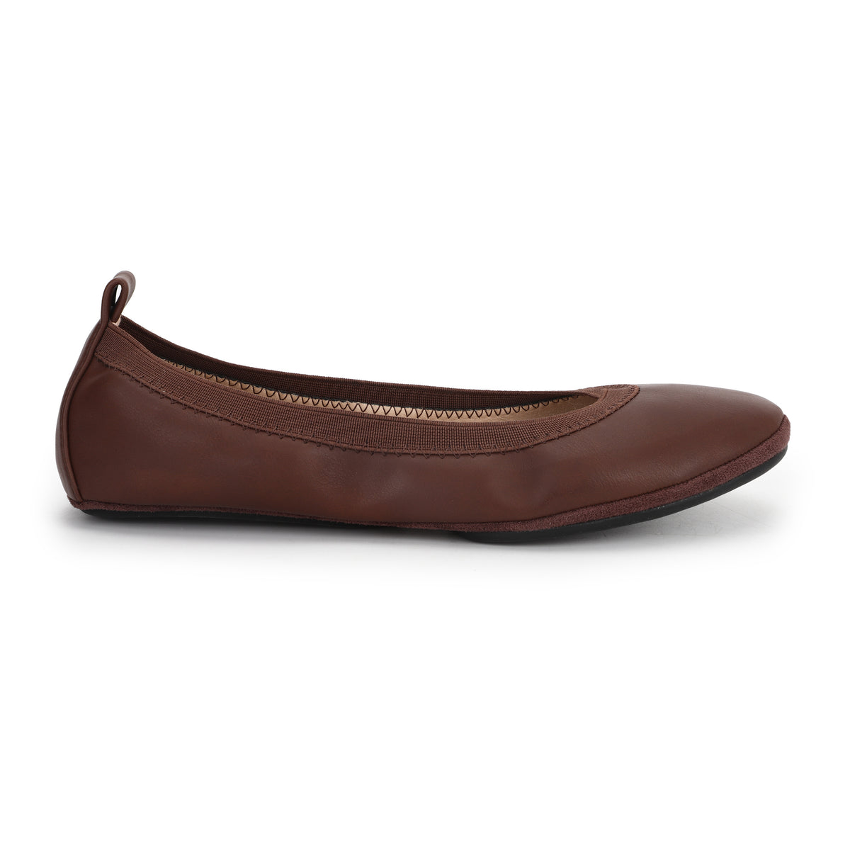 Nina Foldable Ballet Flat in Brown PETA-Approved Vegan Leather