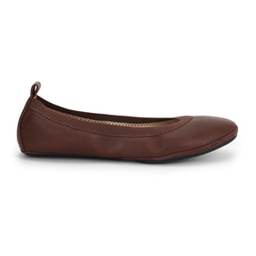 Nina Foldable Ballet Flat in Brown PETA-Approved Vegan Leather