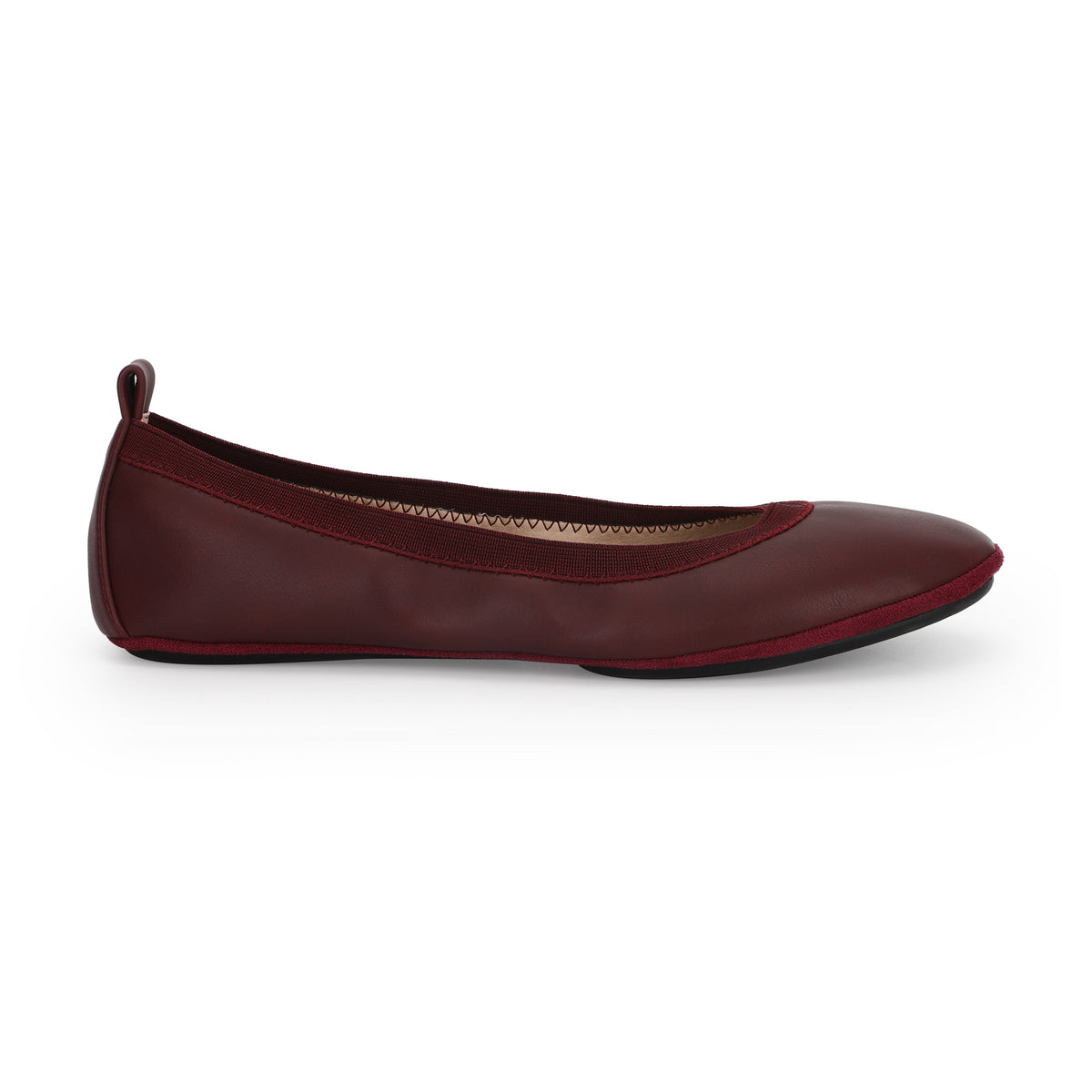 Nina Foldable Ballet Flat in Burgundy PETA-Approved Vegan Leather