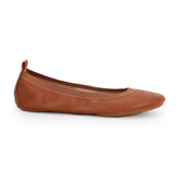 Nina Foldable Ballet Flat in Cognac PETA-Approved Vegan Leather
