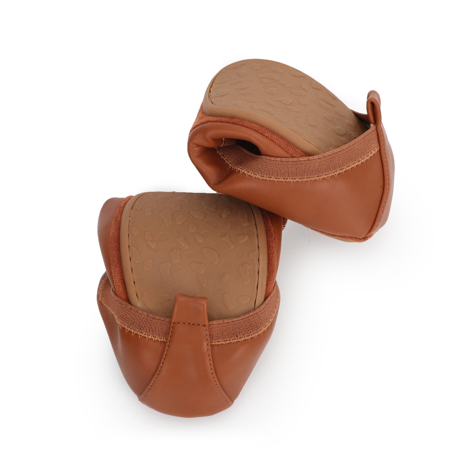 Nina Foldable Ballet Flat in Cognac PETA-Approved Vegan Leather