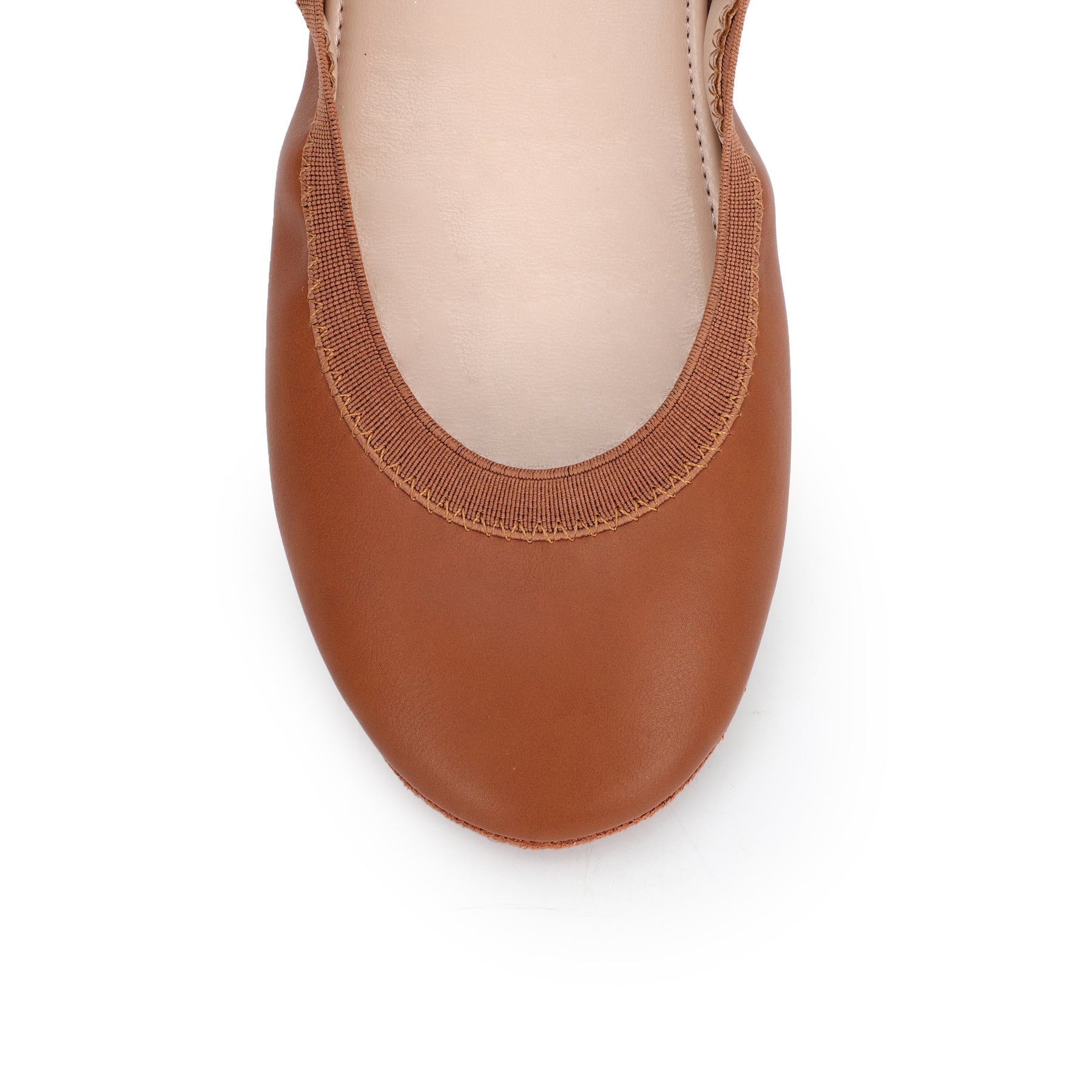 Nina Foldable Ballet Flat in Cognac PETA-Approved Vegan Leather