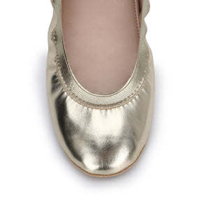 Nina Foldable Ballet Flat in Gold PETA-Approved Vegan Leather