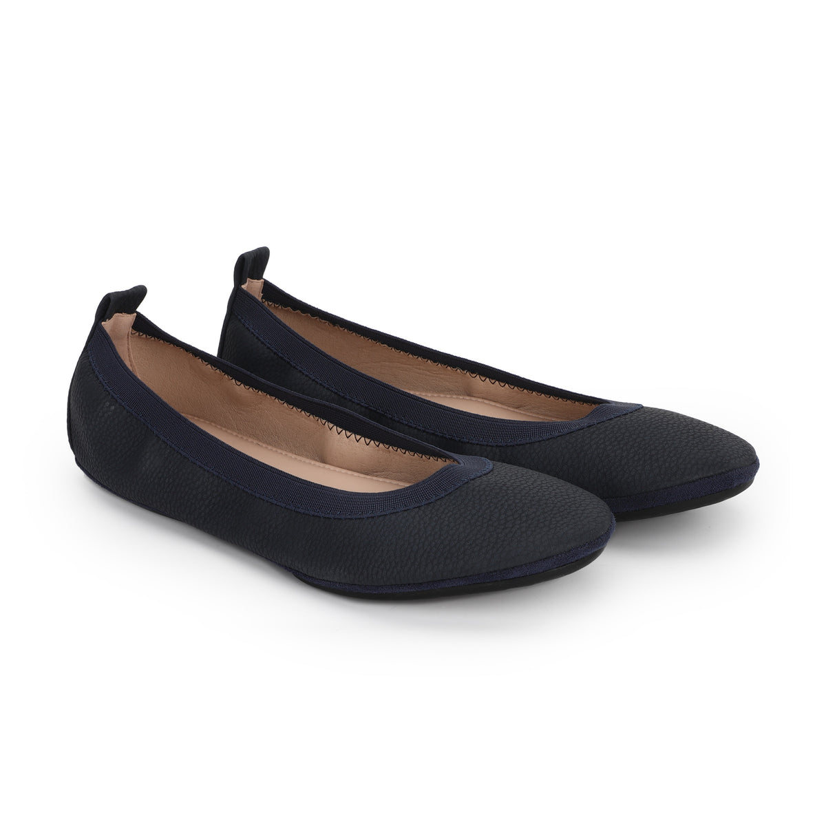 Nina Foldable Ballet Flat in Navy PETA-Approved Vegan Leather