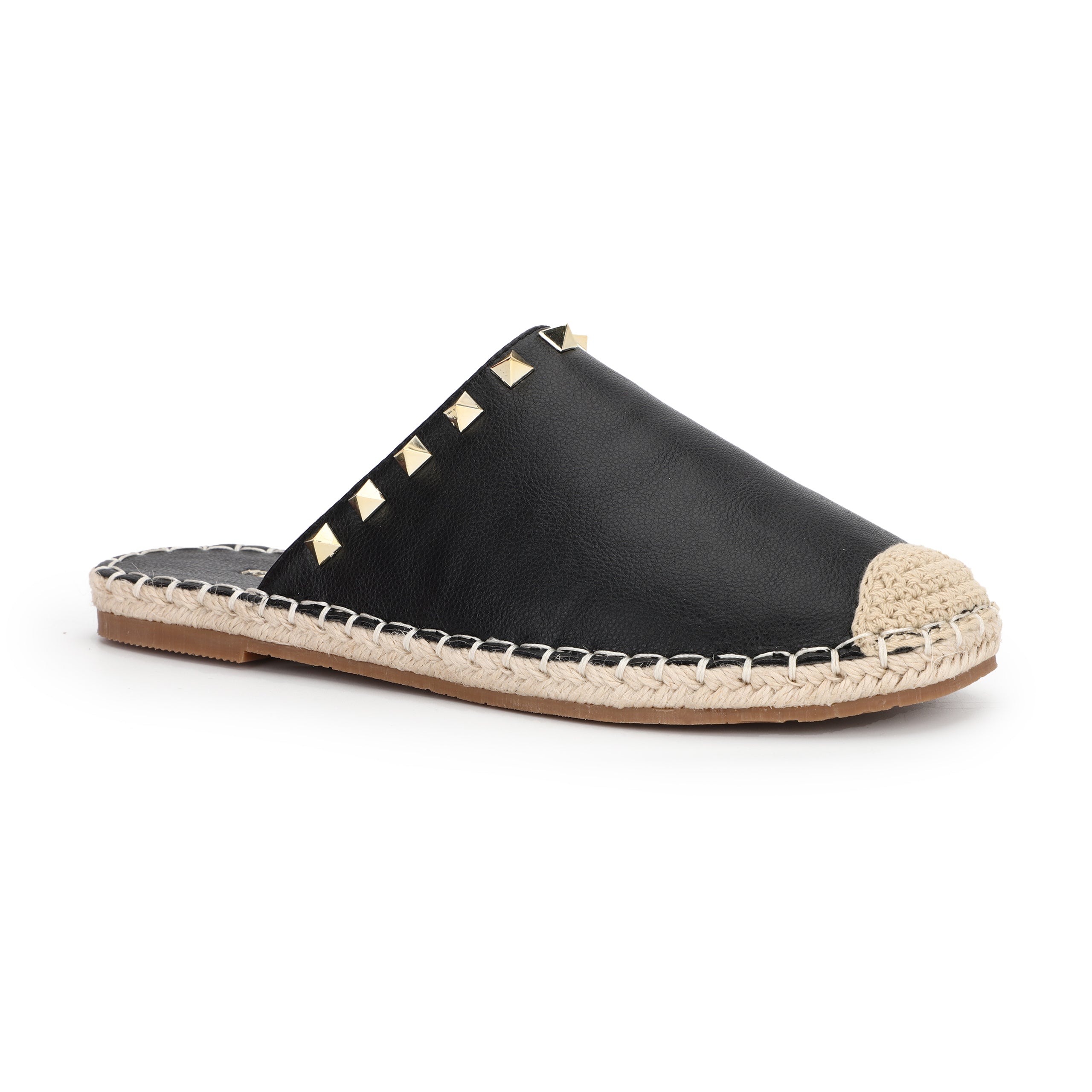 Paloma Stud Mule in Black - Yosi Samra  - Women's Flats