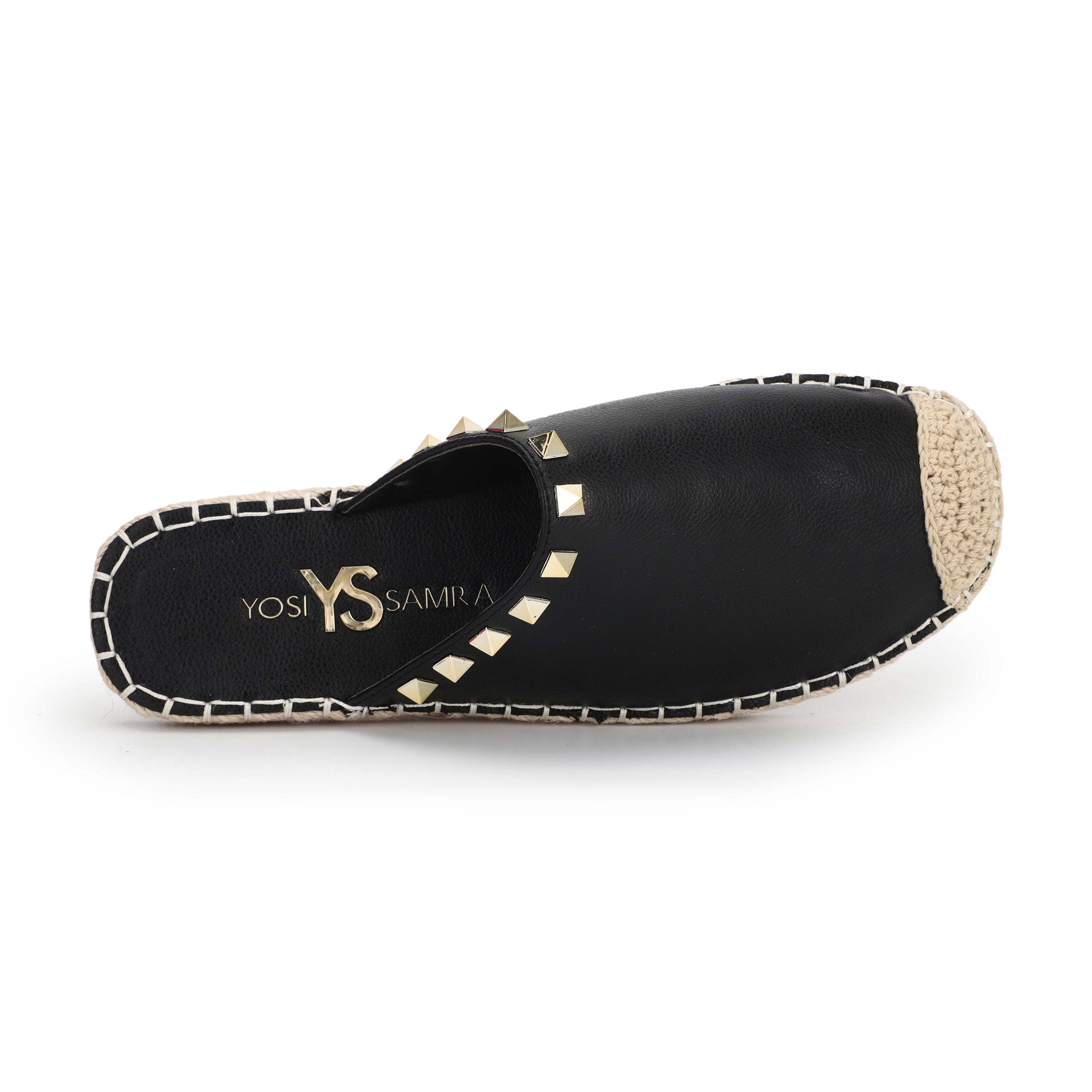 Paloma Stud Mule in Black - Yosi Samra  - Women's Flats