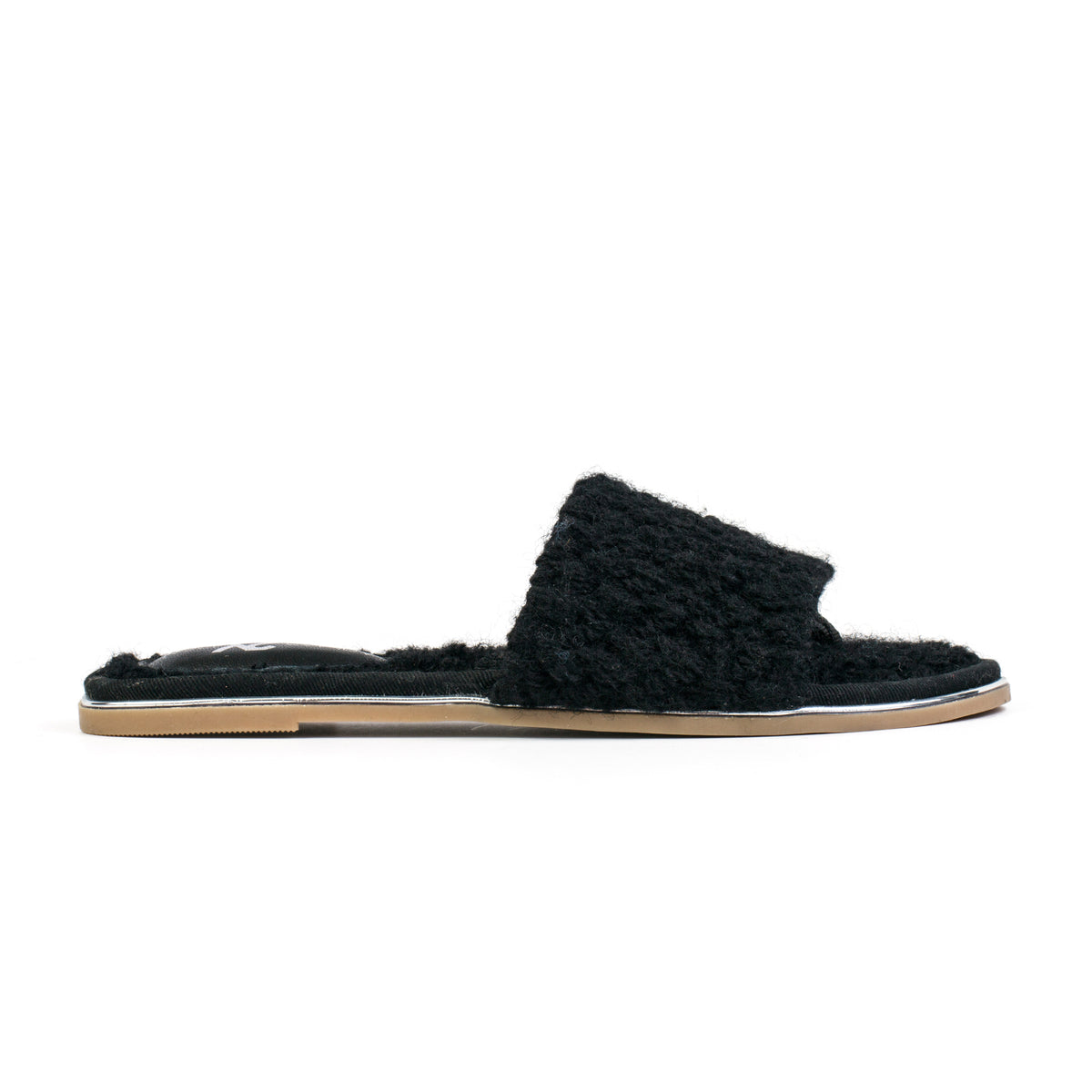 yosi samra black fur leather slide
