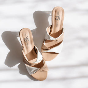 Rowan Heeled Slide in Nude/White