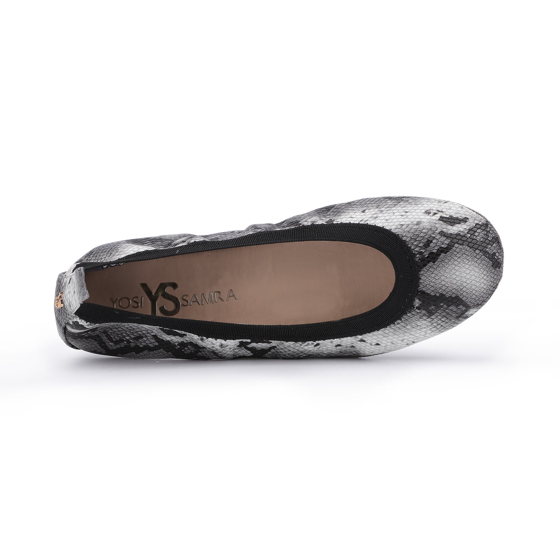 Samara Foldable Ballet Flat in Black & White Snake Print