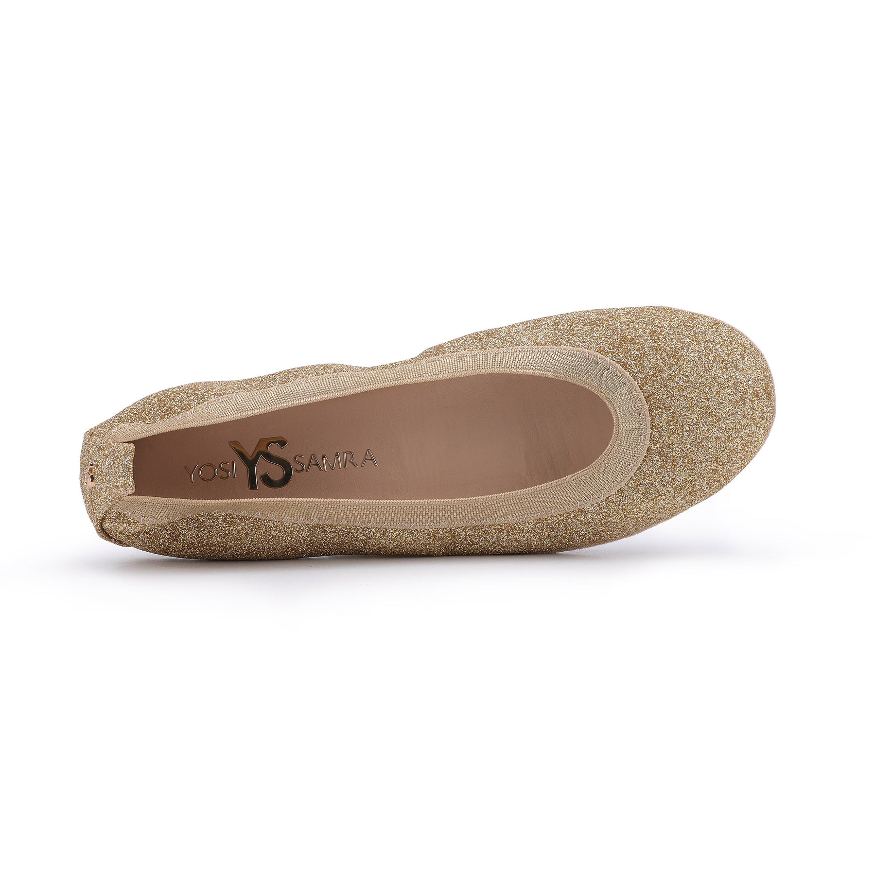 Samara Foldable Ballet Flat in Gold Sandpaper Glitter