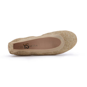 Samara Foldable Ballet Flat in Gold Sandpaper Glitter