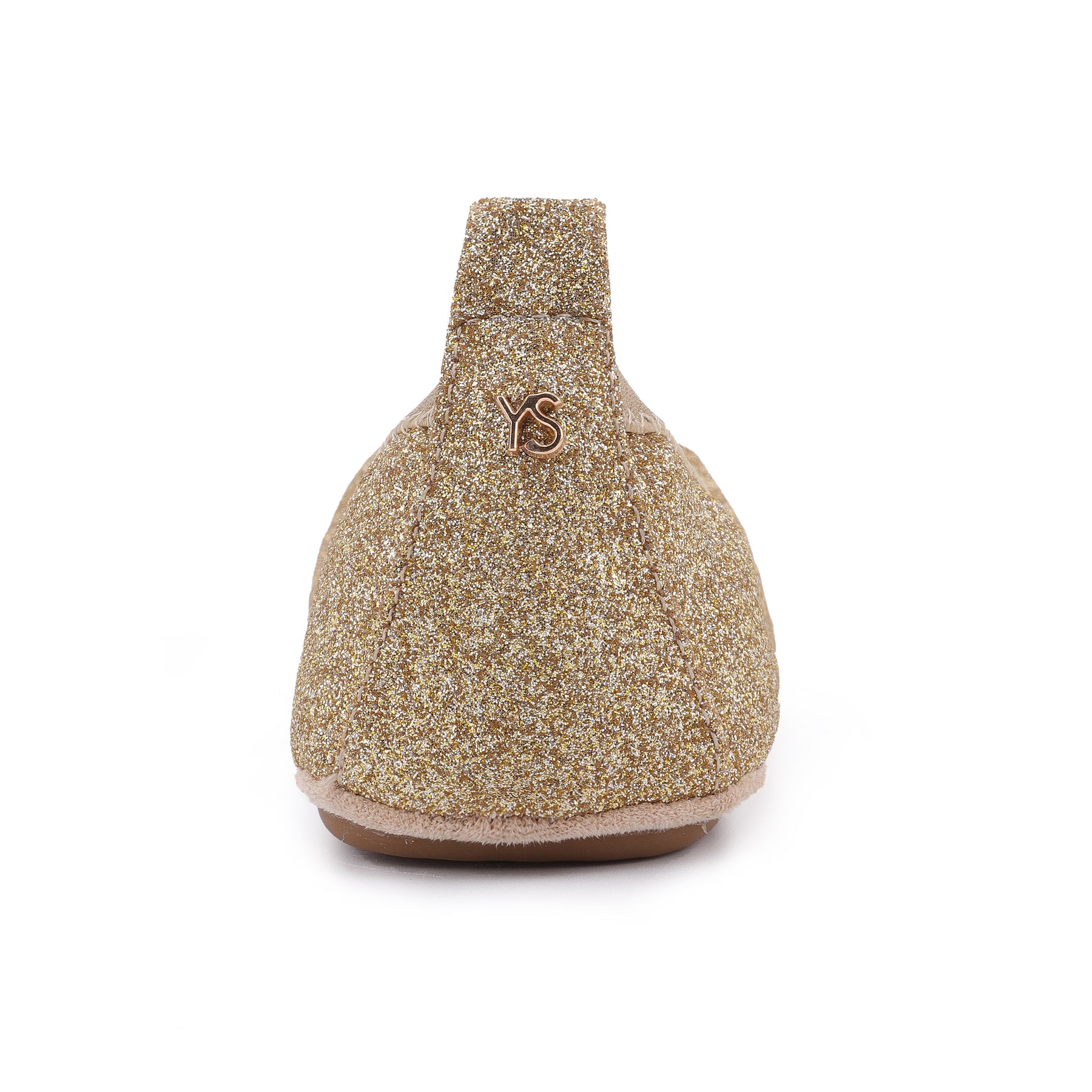 Samara Foldable Ballet Flat in Gold Sandpaper Glitter