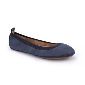 Samara Foldable Ballet Flat in Navy Lizard Print