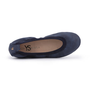 Samara Foldable Ballet Flat in Navy Lizard Print