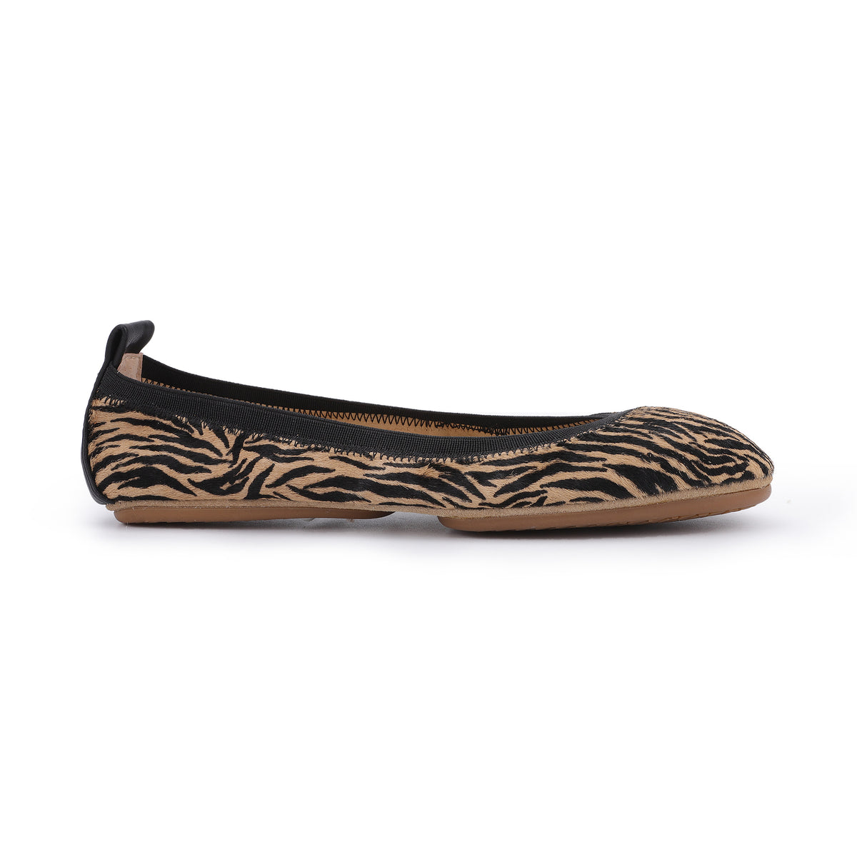 Samara Foldable Ballet Flat in Zebra Print Calf Hair