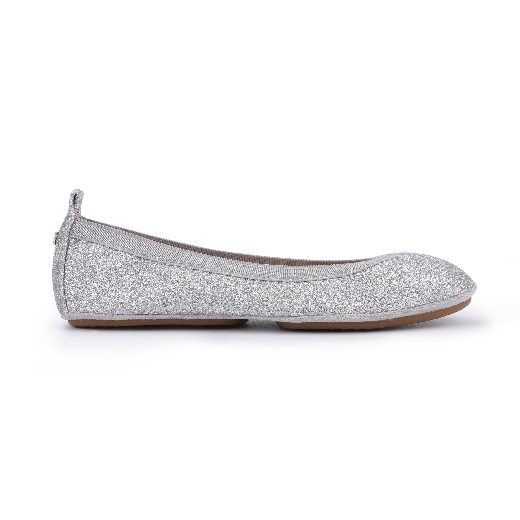 Samara Foldable Ballet Flat in Silver Sandpaper Glitter