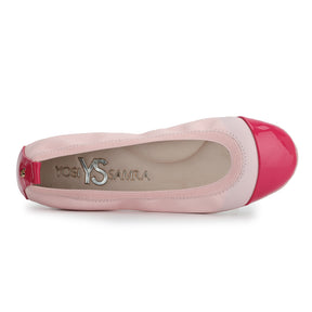 Samantha Foldable Ballet Flat in Light Pink / Hot Pink