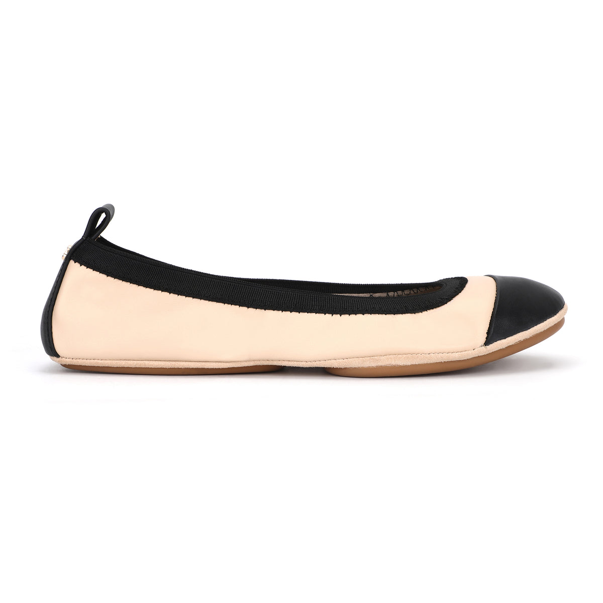Samantha Cap Toe Foldable Ballet Flat in Nude Black