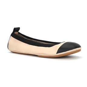 Samantha Cap Toe Foldable Ballet Flat in Nude / Black