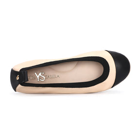 Samantha Cap Toe Foldable Ballet Flat in Nude / Black