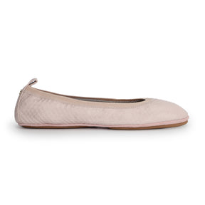 Samara Foldable Ballet Flat in Blush Pink Scale Leather