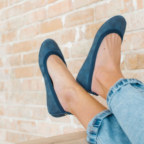 Samara Foldable Ballet Flat in Navy Lizard Print