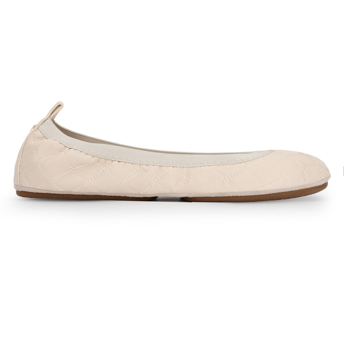 Samara Foldable Ballet Flat in Ivory Quilted
