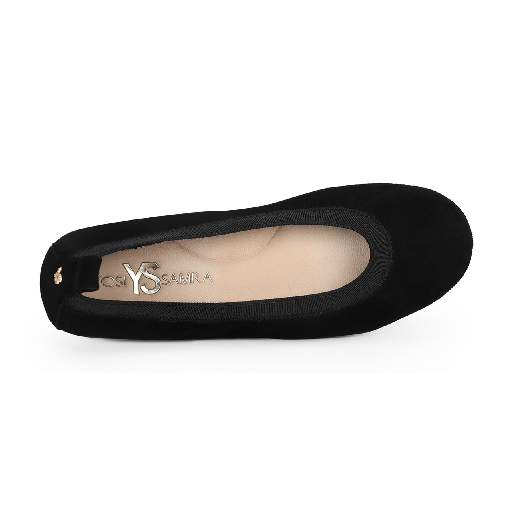 Samara Foldable Ballet Flat in Black Suede