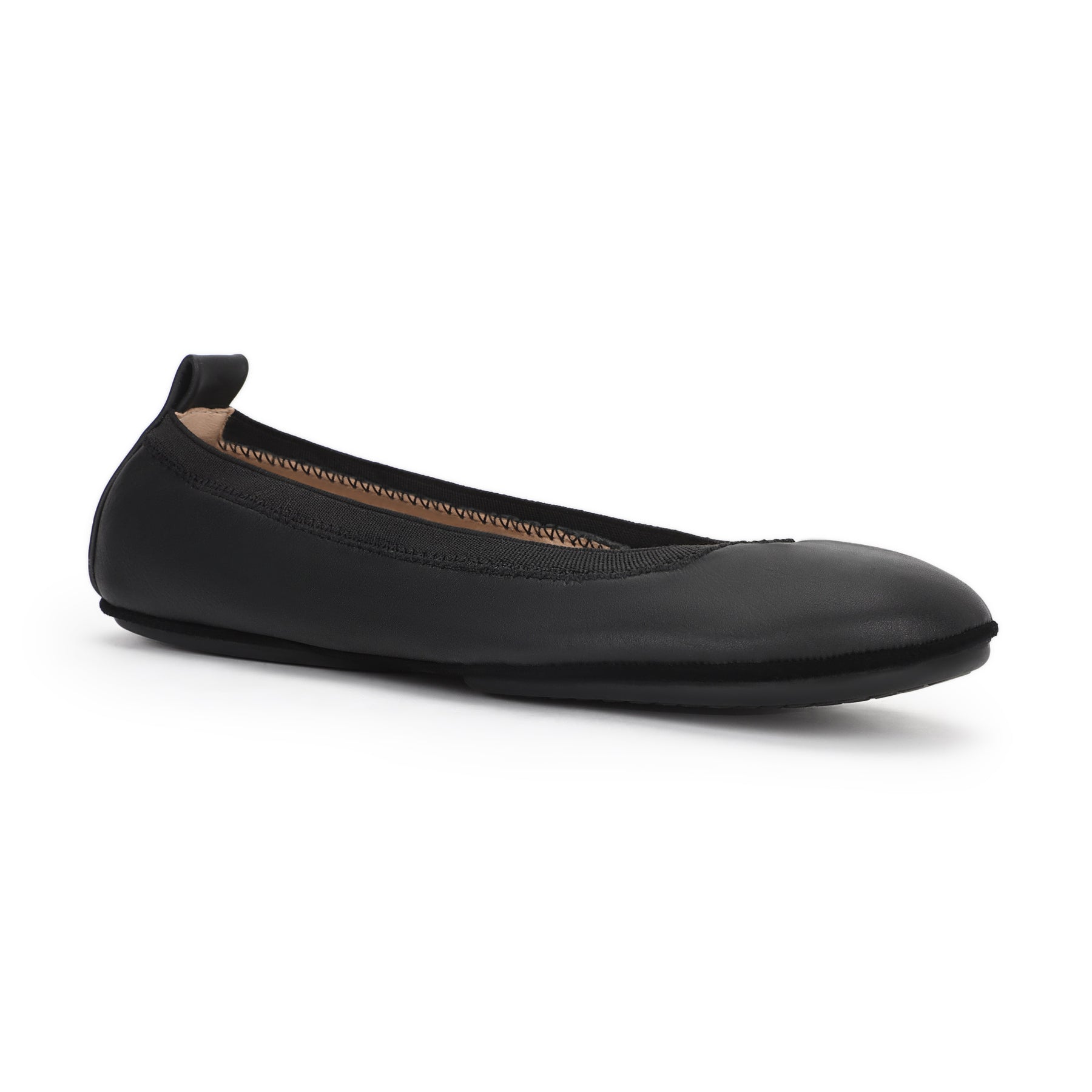 Samara Foldable Ballet Flat in Black Leather