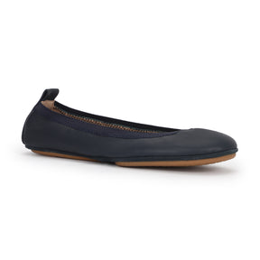 Samara Foldable Ballet Flat in Deep Navy Leather