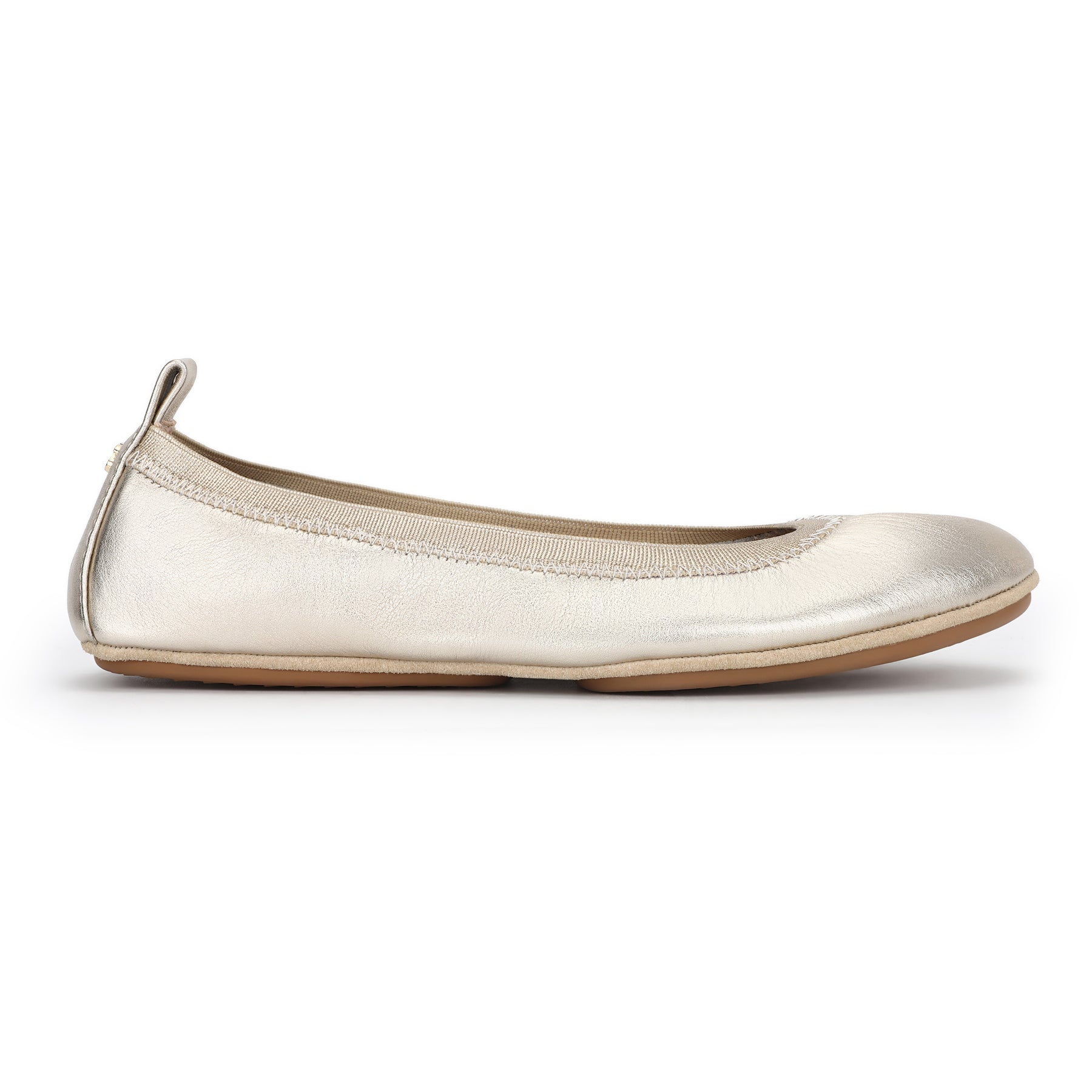 Samara Foldable Ballet Flat in Gold Metallic Leather