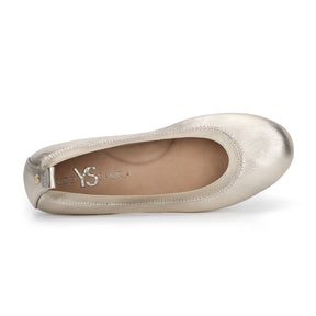 Samara Foldable Ballet Flat in Gold Metallic Leather