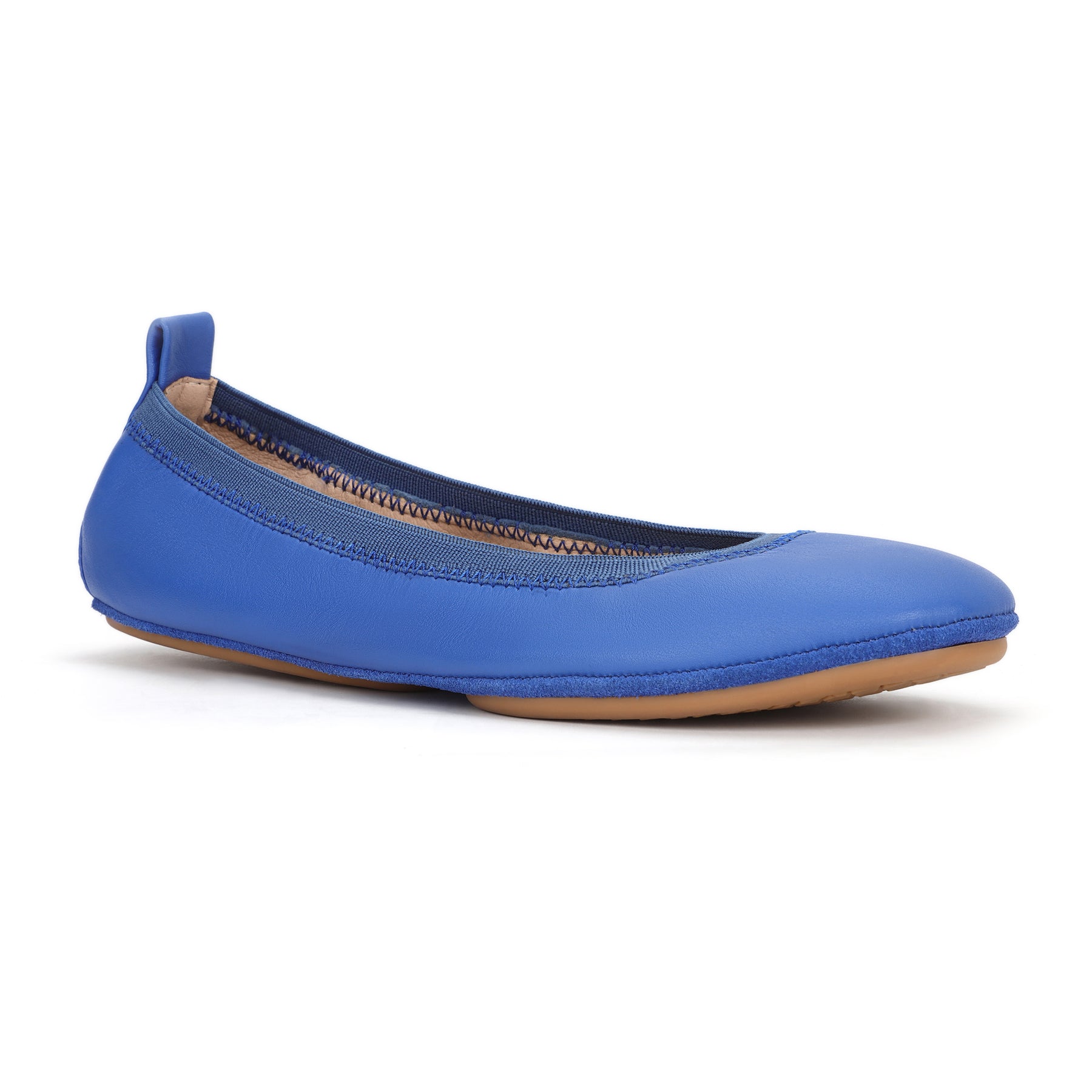 Samara Foldable Ballet Flat in Lapis Blue Leather